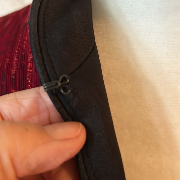 Alex Evenings open front jacket w/matching tank top maroon/black satin trim SP - Picture 4 of 11